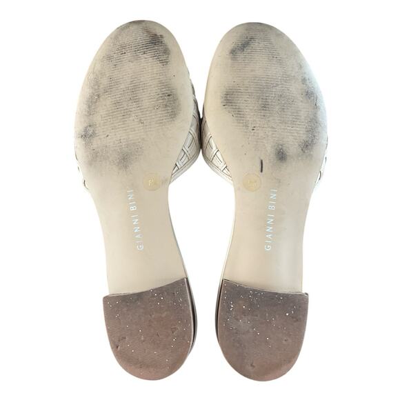 Gianni Bini Beige Leather Nude Floral Slides Size 8 Neutral Sandals - Picture 4 of 6